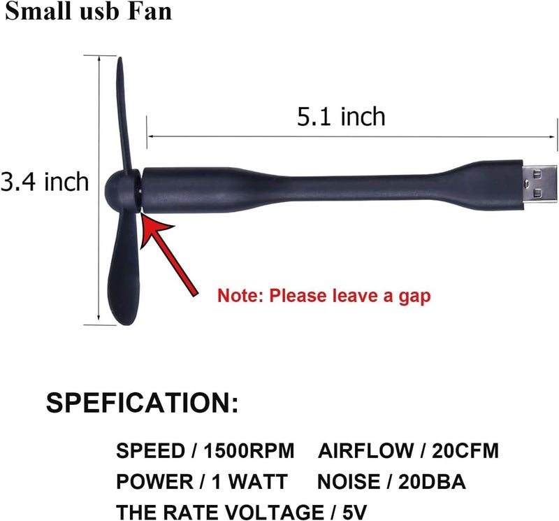 Soseelnee Mini USB Fan, Portable Pocket Fan USB-A Powered Little Cooler, Quiet Operation, for Home Office Car Outdoor Travel- 4 Pack (Black) - Image 3